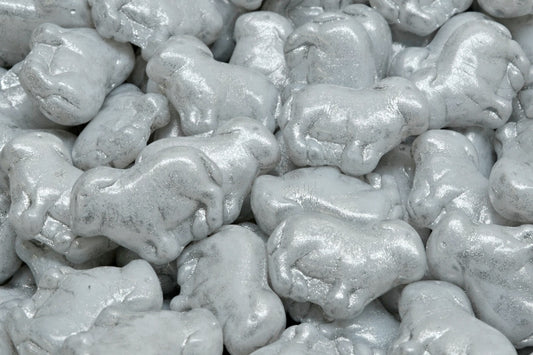 Sheep Pressed Beads, White Silver Gray (02010-34301), Glass, Czech Republic