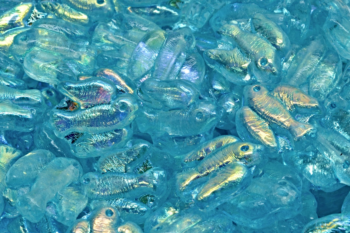 Bird Beads, Crystal Ab Light Aqua Blue (00030-28701-34308), Glass, Czech Republic