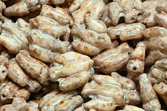 Bird Beads, White Travertin 43801 (02010-86800-43801), Glass, Czech Republic