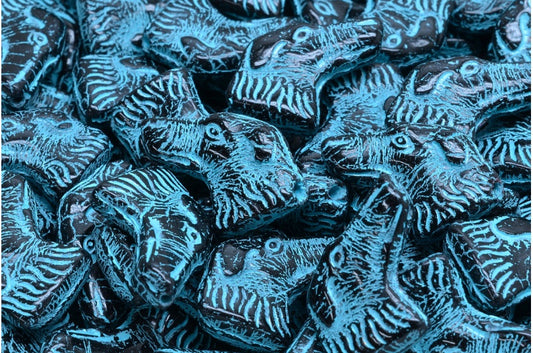 Hundekopfperlen, schwarz hellblau gefüttert (23980-54308), Glas, Tschechische Republik