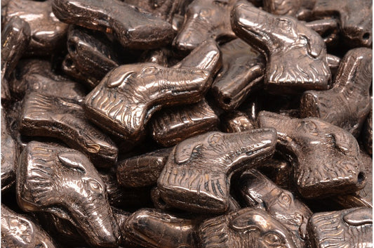 OUTLET 10 grams Dog Head Beads, Black Bronze (23980-14415), Glass, Czech Republic