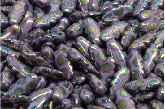 Serrated Dagger Beads, White Purple 2810A (02010-15726-2810A), Glass, Czech Republic