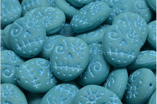 OUTLET 10 Gramm Woodoo Funny Face Beads, Türkis matt hellblau gefüttert (63140-84100-54308), Glas, Tschechische Republik