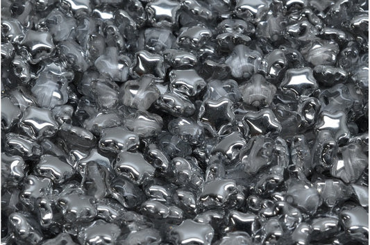 Flache Sternperlen, Kristallkristall-Silber-Halbbeschichtung (00030-27001), Glas, Tschechische Republik