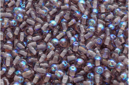 OUTLET 10 grams Round Druck Beads, Transparent Light Amethyst Ab (20040-28701), Glass, Czech Republic