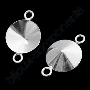 Pendant Base for Rivoli (1122) 12 mm with two eyes, approx. 12x19 mm, Sterling Silver 925