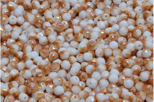 English Cut Beads, White Apricot Coatings (02010-29121), Glass, Czech Republic