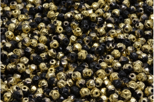 イングリッシュカットビーズ、ブラックゴールド（23980-26441）、ガラス、チェコ共和国