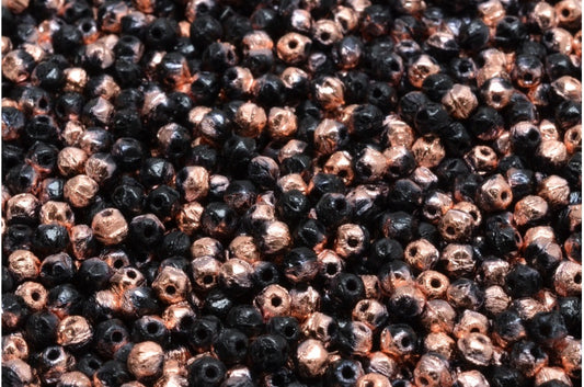 Englisch geschliffene Perlen, 5 Capri-Perlen aus schwarzem Roségold (23980-27101), Glas, Tschechische Republik