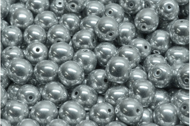 Round Druck Beads, Crystal Silver (00030-27000), Glass, Czech Republic