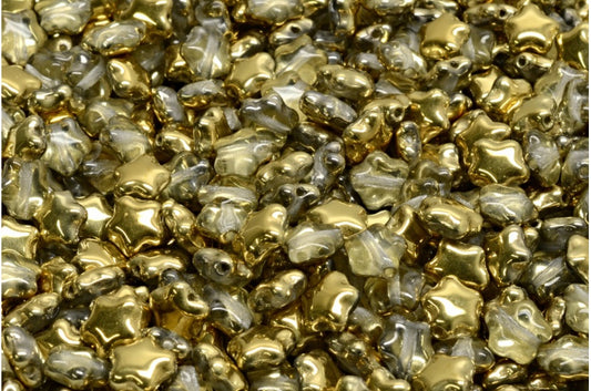 Flat Star Beads, Crystal Gold (00030-26441), Glass, Czech Republic
