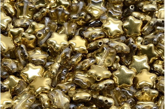 OUTLET 10 grams Flat Star Beads, 8 x 8 mm, Crystal Gold (00030-26441), Glass, Czech Republic