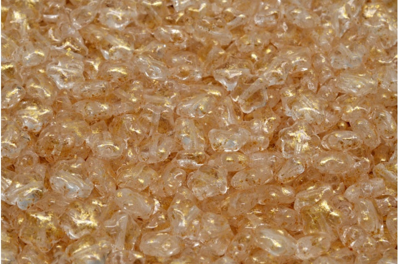 Flat Star Beads, Crystal Gold Splash (00030-94401), Glass, Czech Republic