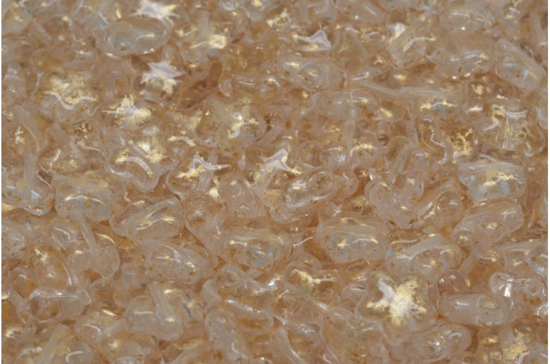 Flat Star Beads, Crystal Gold Splash (00030-94401), Glass, Czech Republic