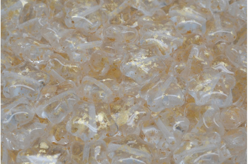 Flache Sternperlen, Crystal Gold Splash (00030-94401), Glas, Tschechische Republik