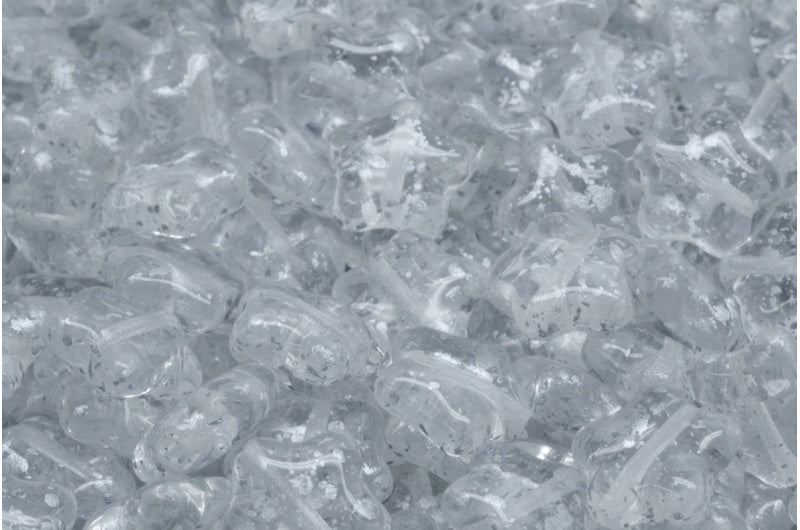Flache Sternperlen, Crystal Silver Splash (00030-94400), Glas, Tschechische Republik