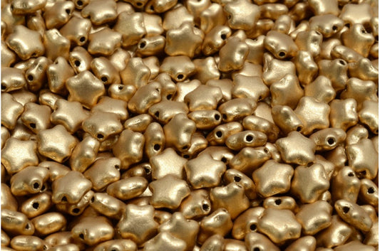 Flat Star Beads, Crystal Aztec Pale Gold (00030-01710), Glass, Czech Republic