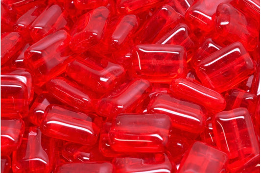 Flat Rectangle Beads, Ruby Red (90080), Glass, Czech Republic