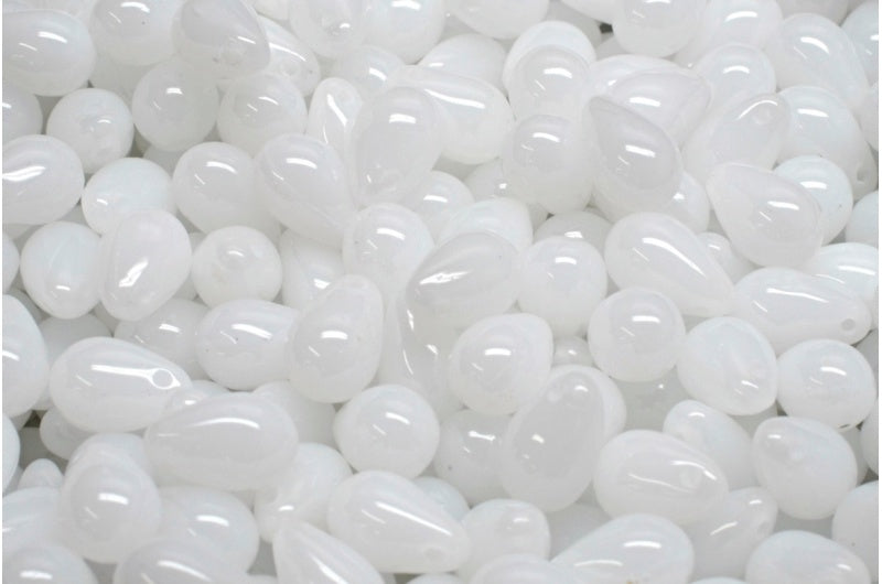 Drop Beads, White (02010), Glass, Czech Republic