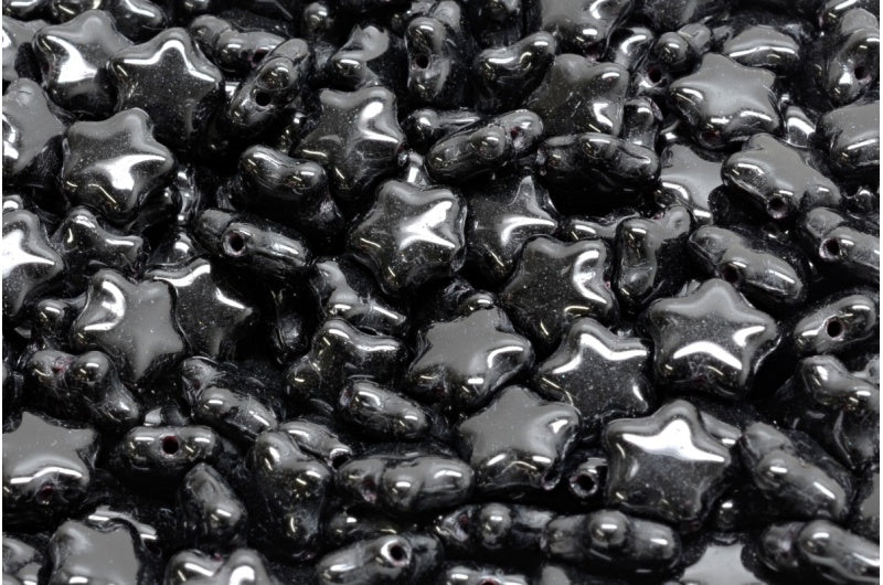 OUTLET 10 grams Flat Star Beads, 8 x 8 mm, Black (23980), Glass, Czech Republic