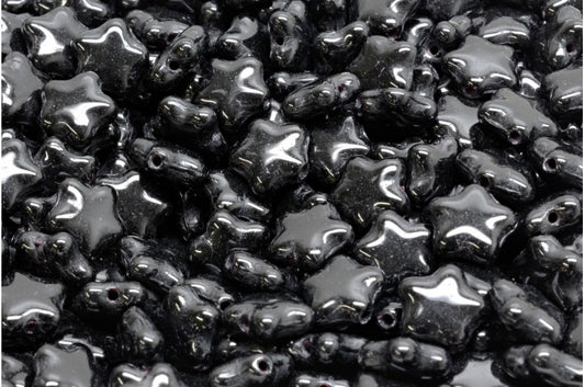 OUTLET 10 grams Flat Star Beads, 8 x 8 mm, Black (23980), Glass, Czech Republic