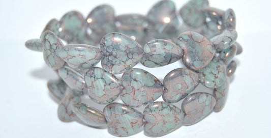 OUTLET 10 grams Heart Beads, Mix Crystal Blue 15415 (08611-15415), Glass, Czech Republic