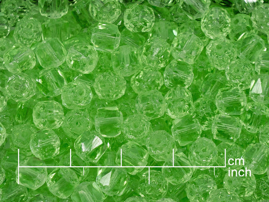 OUTLET 250g Faceted Fire Polished Beads Cathedral, 6 mm, Transparent Green (151-03001-06x06-50500)