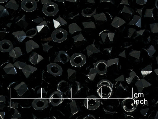 OUTLET 10 grams Pony Bagel Faceted Fire Polished Beads, Black (23980), Glass, Czech Republic