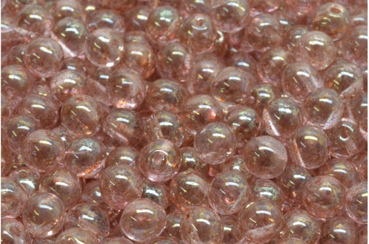 Round Druck Beads, Crystal Terracotta Red (00030-15495), Glass, Czech Republic