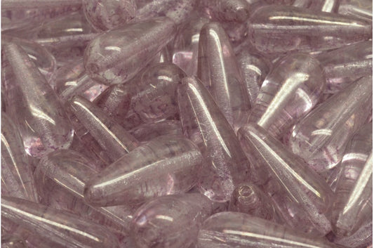 奥特莱斯 10克水滴珠，20 x 9毫米，水晶赤土紫丁香 (00030-15494)，玻璃，捷克共和国