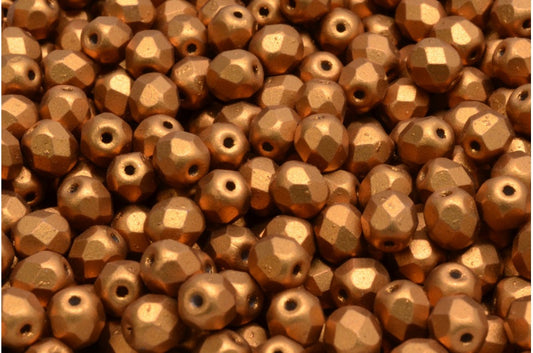 Faceted Round Fire Polished Beads, Crystal Bronze Matte (00030-01740), Glass, Czech Republic