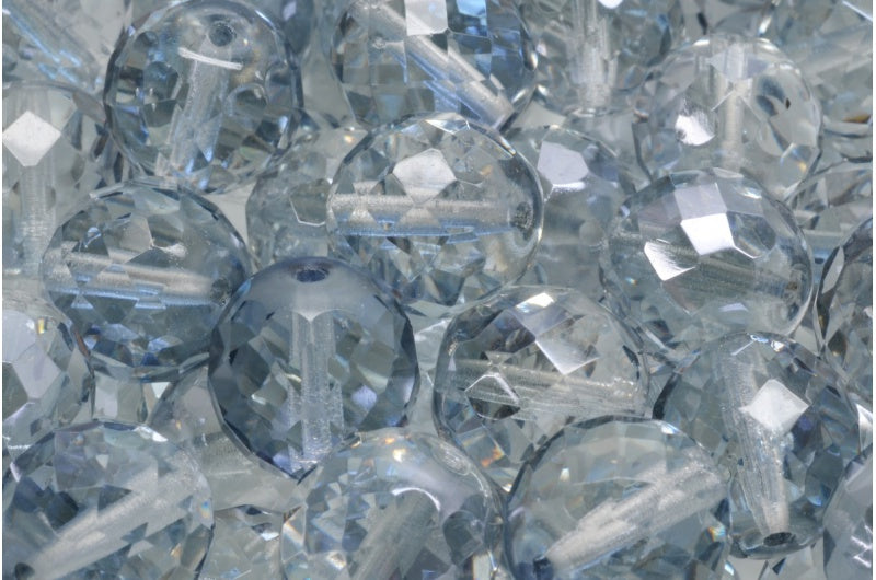 Faceted Round Fire Polished Beads, Crystal Gray Blue Shade (00030-23701), Glass, Czech Republic