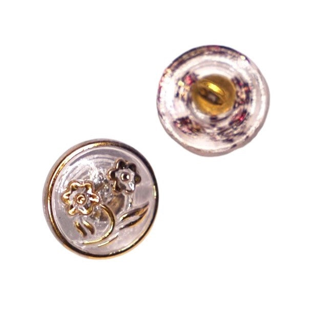 2 pcs Hand Painted Glass Buttons with ornament, size 6 (13.5 mm), Glass, Czech Republic