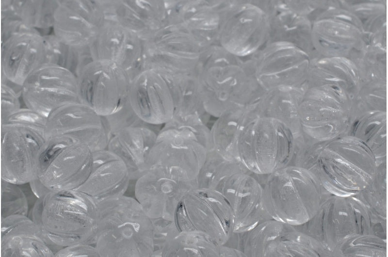 Melon Beads, Crystal (00030), Glass, Czech Republic