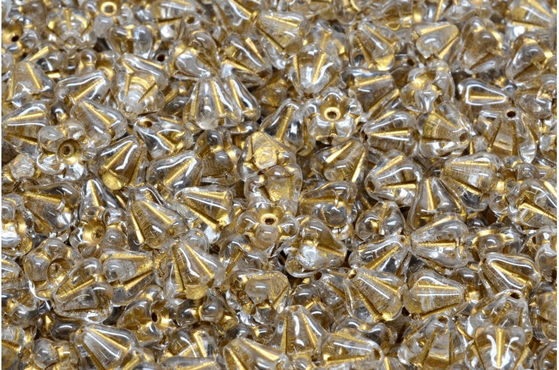 ベルフラワービーズ、クリスタルゴールドライン（00030-54302）、ガラス、チェコ共和国