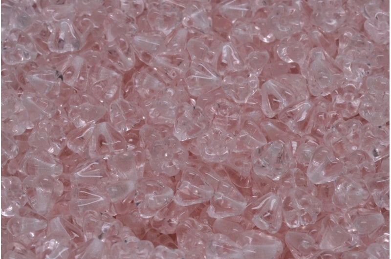 Bell Flower Beads, Transparent Pink (70120), Glass, Czech Republic