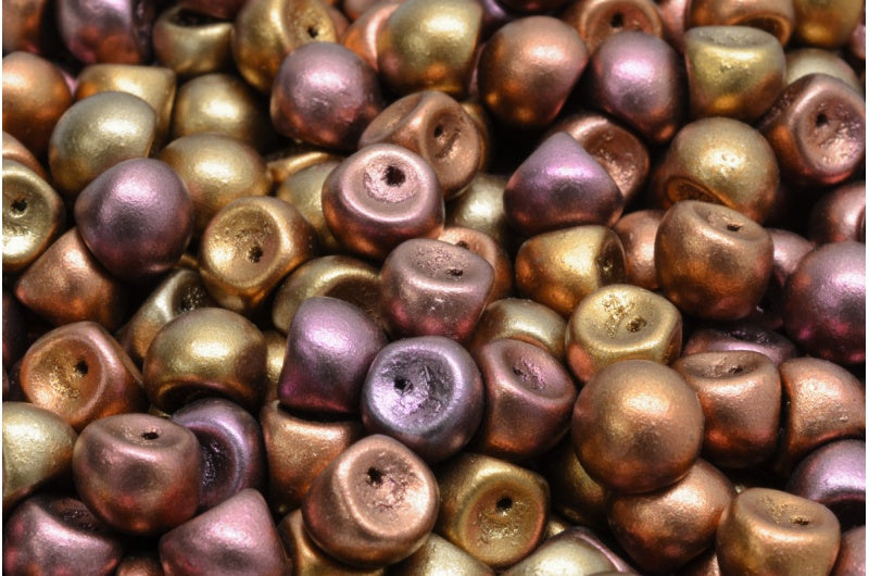 Mushroom Button Beads, Crystal Copper Gold Iris (00030-01610), Glass, Czech Republic