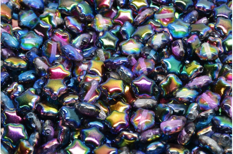 Flat Star Beads, Crystal Magic Blue (00030-95100), Glass, Czech Republic