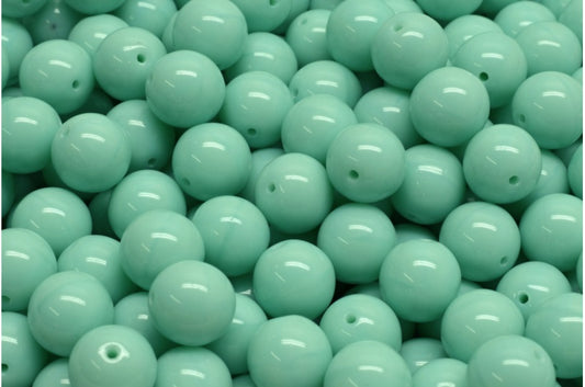 Round Druck Beads, Turquise (63110), Glass, Czech Republic