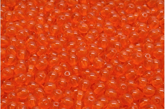 Round Druck Beads, Transparent Orange (90030), Glass, Czech Republic