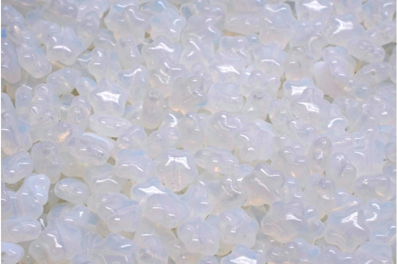 Flat Star Beads, Opal White (01000), Glass, Czech Republic