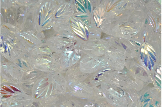 Beech Leaf Beads, Crystal Ab (00030-28701), Glass, Czech Republic