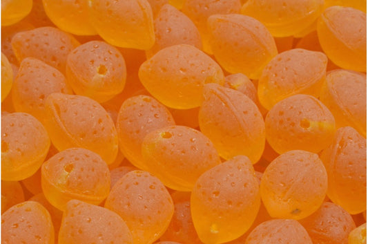 OUTLET 10 grams Lemon Beads, 10 x 14 mm, Transparent Yellow Matte (80040-84100), Glass, Czech Republic