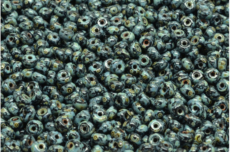 OUTLET 10 grams Rondelle Druck Beads, 2.5 x 4 mm, Black Travertin (23980-86800), Glass, Czech Republic