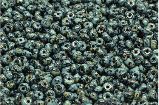 OUTLET 10 grams Rondelle Druck Beads, 2.5 x 4 mm, Black Travertin (23980-86800), Glass, Czech Republic
