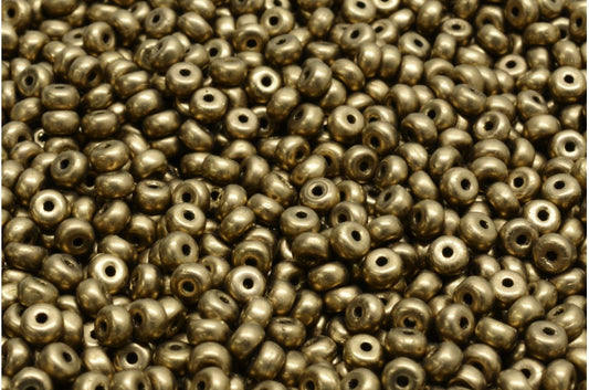 Rondelle Druck Beads, Black Matte Brass (23980-84100-90215), Glass, Czech Republic