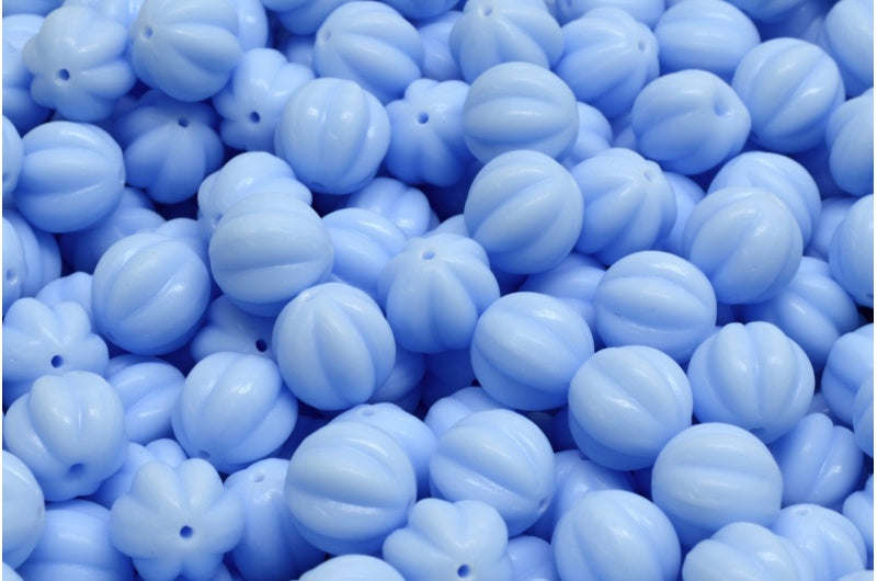 Melon Beads, Light Blue (33000), Glass, Czech Republic