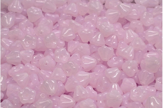 钟形花珠，蛋白石粉色 (71400)，玻璃，捷克共和国