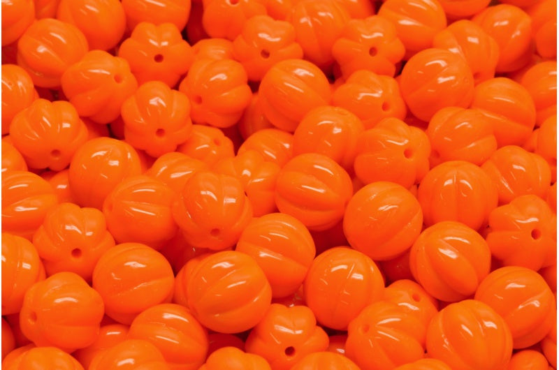 OUTLET 10 grams Melon Beads, 8 x 8 mm, Opaque Orange (93120), Glass, Czech Republic