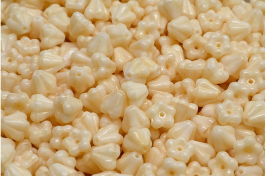 Bell Flower Beads, Beige (07104), Glass, Czech Republic